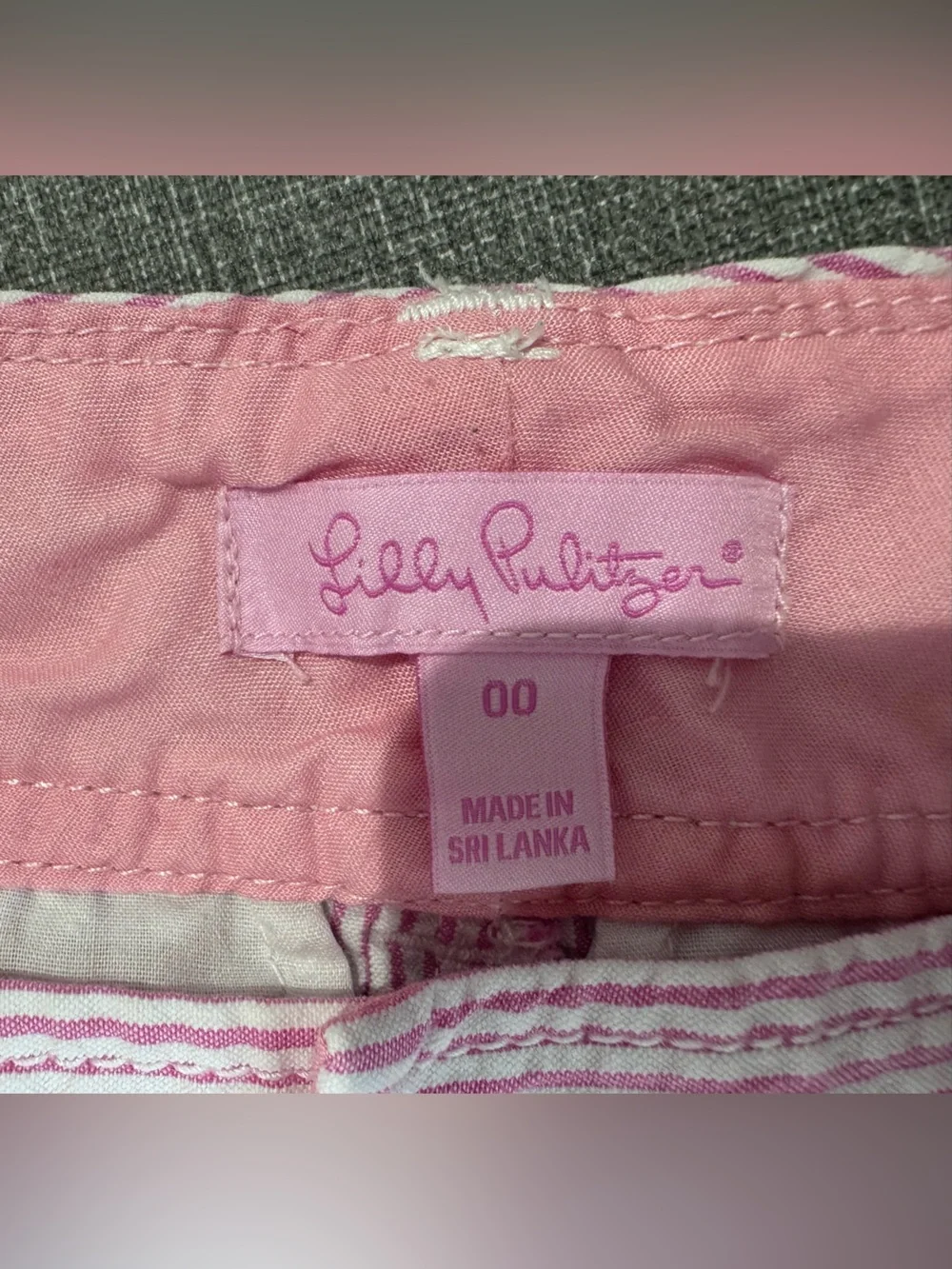 Lilly Pulitzer Pink Striped Seersucker Scalloped Shorts